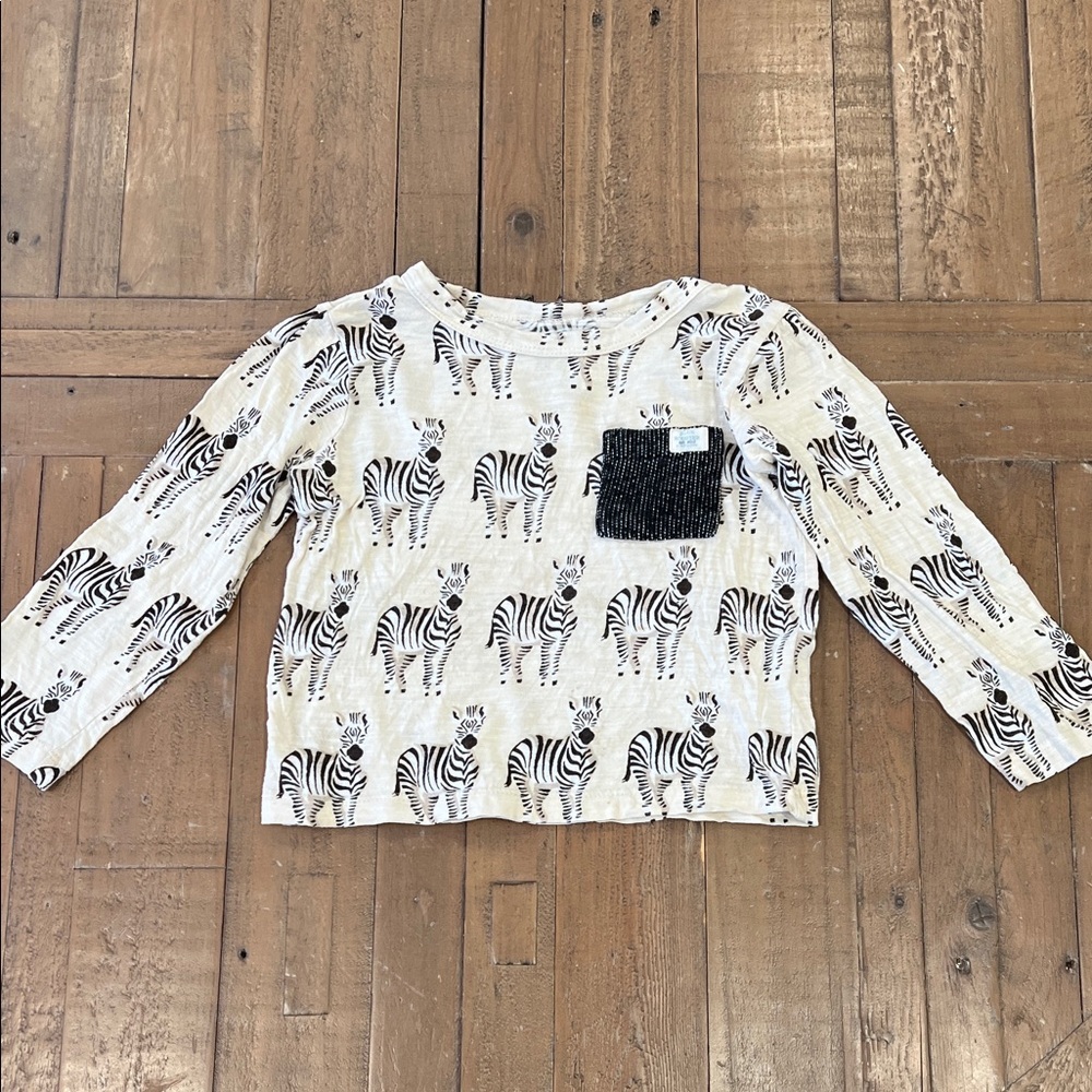 Blue rooster pink chicken Kids Zebra Print Long Sleeve Shirt 2 years